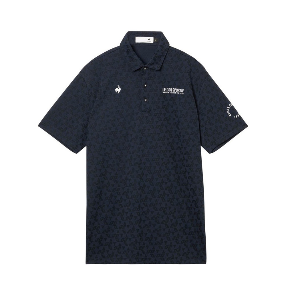 le coq sportif ルコックスポルティフ メンズ ゴルフウェア シャツ Sunscreen NIR トライアングルジャカード半袖シャツ LG6SHS01M 26SS 春夏_2