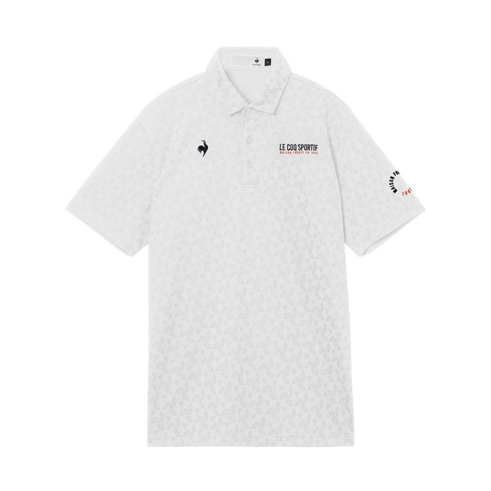 le coq sportif ルコックスポルティフ メンズ ゴルフウェア シャツ Sunscreen NIR トライアングルジャカード半袖シャツ LG6SHS01M 26SS 春夏_4