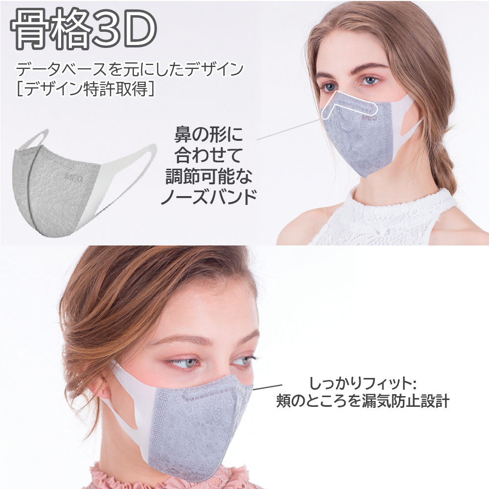 あすつく マスク 3枚入り kn95 使い捨て 香り付き 花粉 ホコリ PM2.5 超微粒子PM0.1 99%カット ニュージーランド産 MEO X メオ