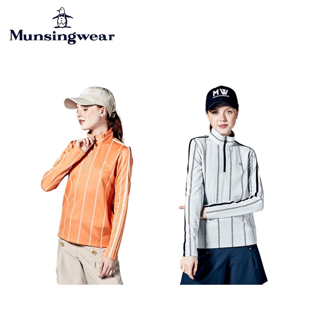 10%OFF Munsingwear マンシングウェア レディース ゴルフウェア シャツ 吸汗速乾リンクスストライプジップアップ長袖シャツ MGWWJB04 23FW 秋冬 送料無料