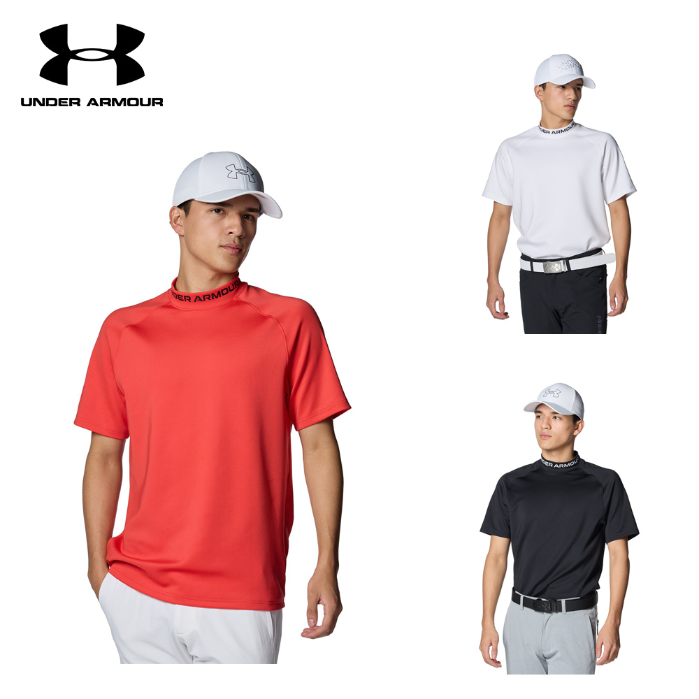 セール UNDER ARMOUR アンダーアーマー メンズ ゴルフウェア シャツ UAワードマーク ショートスリーブ モックネック 1384830 24SS 春夏 吸汗速乾性｜bespo