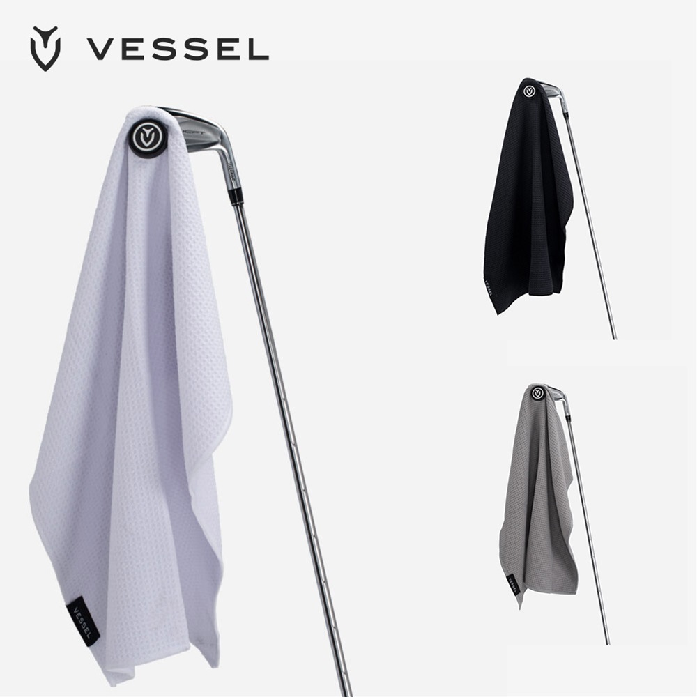 Vessel ゴルフタオル 黒 VESSEL ベゼル ユニセックス ゴルフ タオル Magnetic Golf Towel