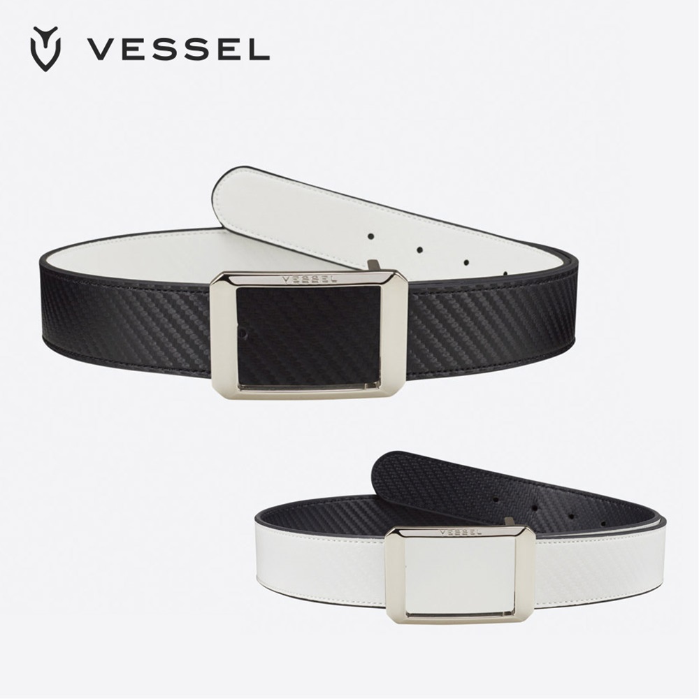 VESSEL ベゼル メンズ ゴルフ ベルト Reversible Belt SQUARE シンプルデザイン PU素材 リバーシブル仕様 合成皮革