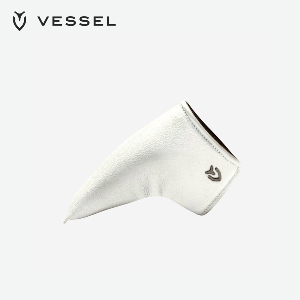 VESSEL ベゼル メンズ ゴルフ ヘッドカバー 大 Leather Putter Cover Blade 24SS 実用性 機能美 ブレード型 マレット型 天然皮革 ホワイト｜bespo