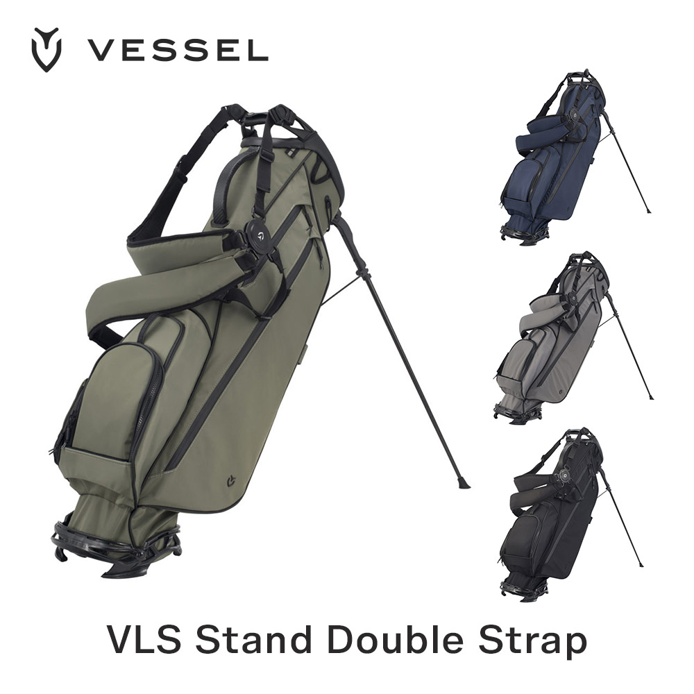 VESSEL ベゼル ゴルフ メンズ キャディバッグ キャディーバッグ スタンド ダブル ストラップ VLS 2021年モデル 2.3kg 軽量  7.5型 4分割 口枠 高級感