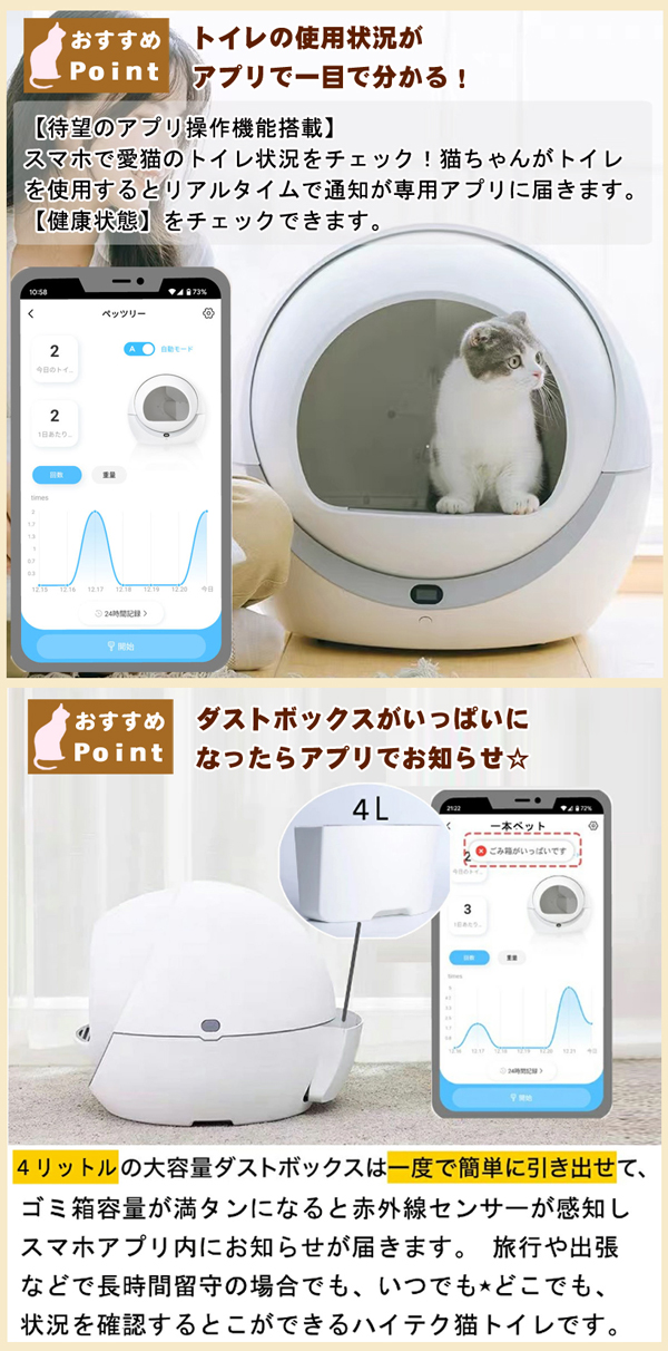 安心1年保証】全自動猫トイレ 「petree2.0 ペッツリー」 自動猫用 