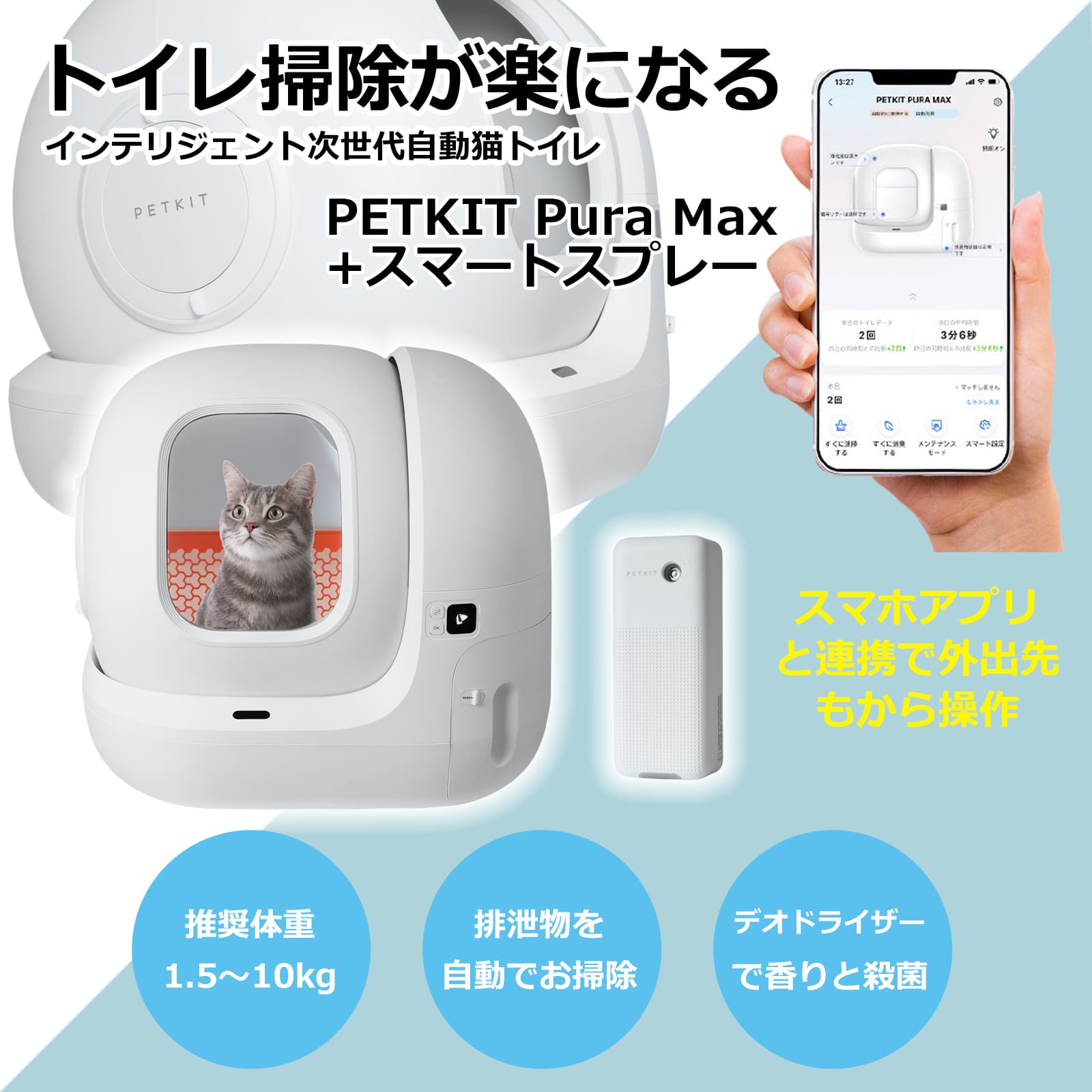 【PETKIT-PURA-MAX (高級版) 】自動猫用トイレ ペットキット 自動ネコトイレ【正規品】【安心1年保証】