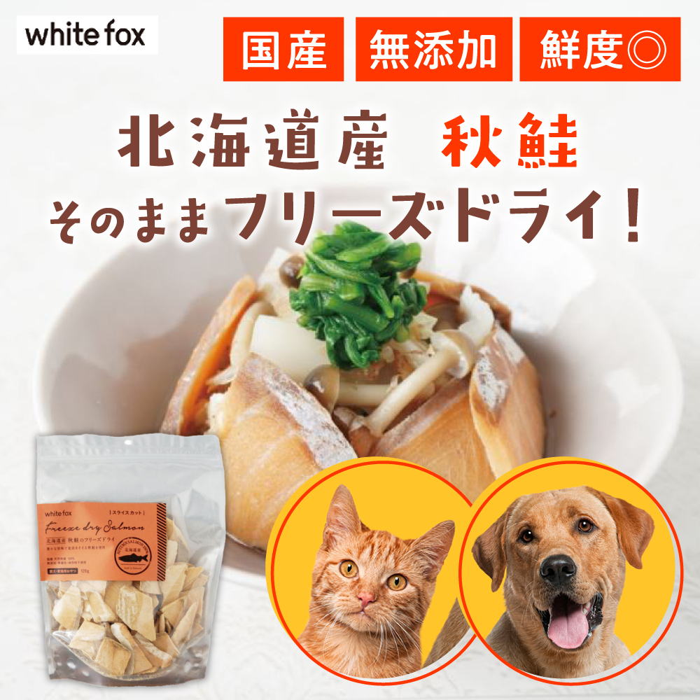 white fox ホワイトフォックス 北海道産 秋鮭のフリーズドライ