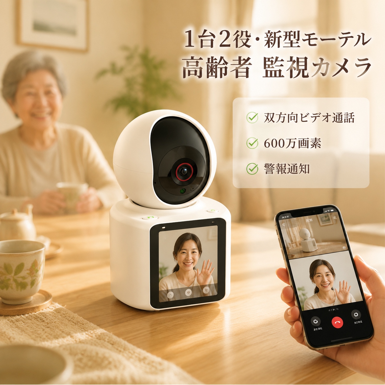 高齢者監視カメラ 小型 防犯カメラ 家庭用 1...の詳細画像1