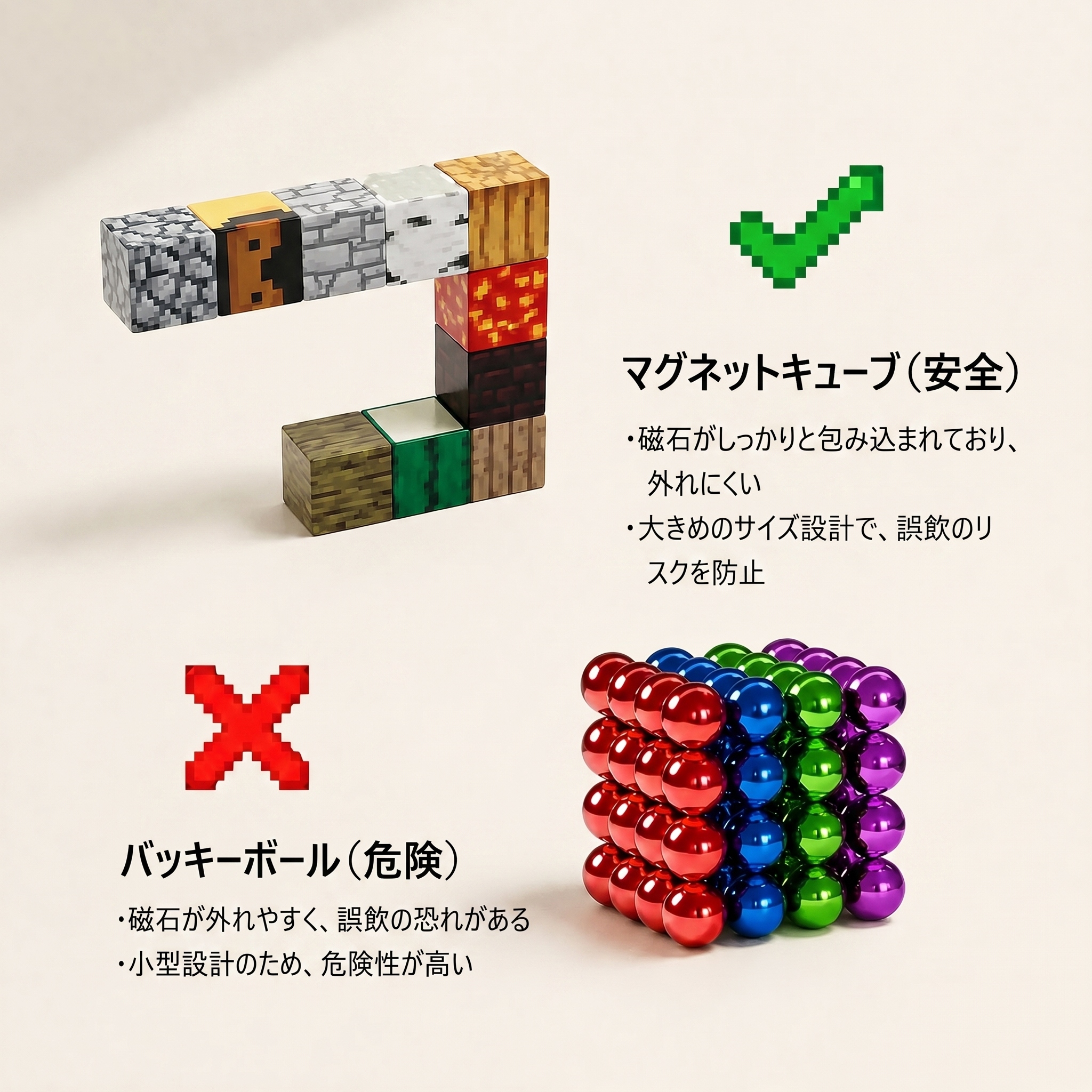 磁石ブロック マグネットキューブ 250個セット 磁石 知育玩具 マインクラフト風 マイクラ風 互換 誕生日プレゼント 入園ギフト おもちゃ 卒業プレゼントの画像