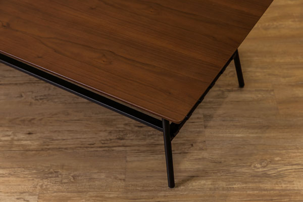 棚付き折れ脚テーブル/折りたたみローテーブル 〔幅120cm 