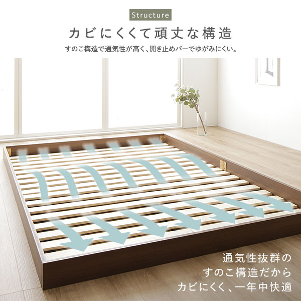 RASIK（ラシク） ベッド ダブル ベッドフレームのみ ブラウン ヘッド