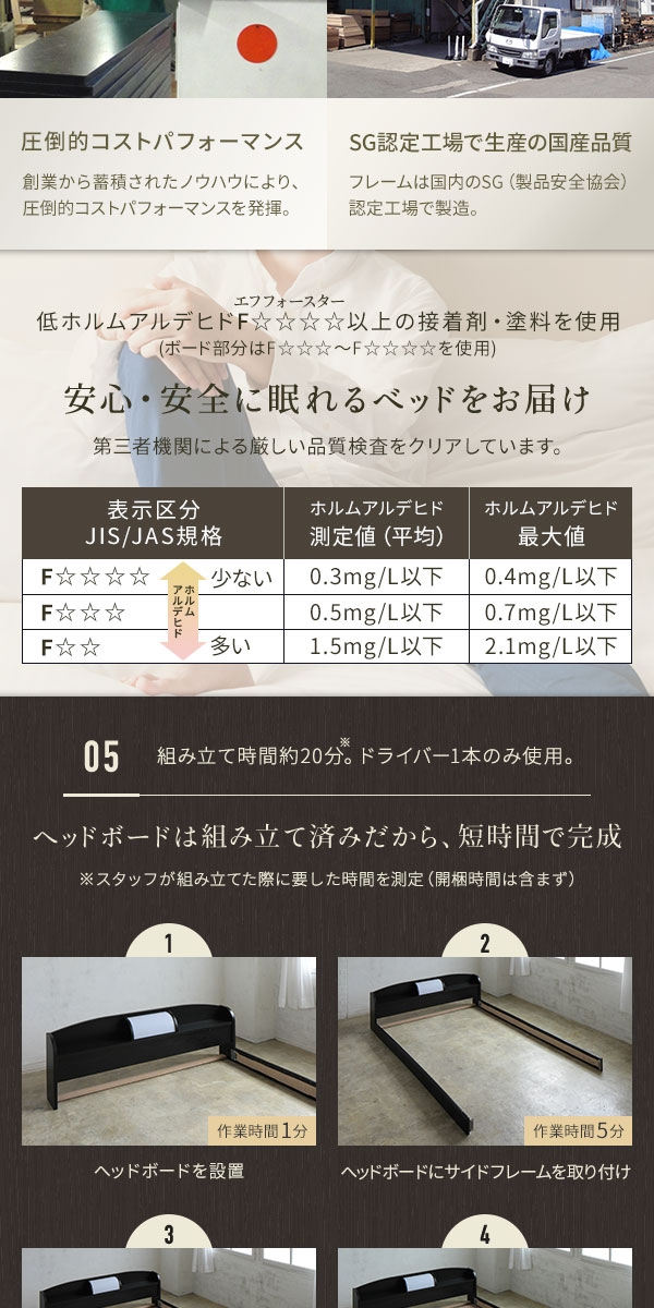あらかじめ ヘッドボード付き ローベッド シングル SGマーク国産ポケットコイルマットレス付き ライト付 棚付き 低床 国産ベッドフレーム illume イリュー...〔代引不可〕 BestValueStyle PayPayモール店 - 通販 へのお