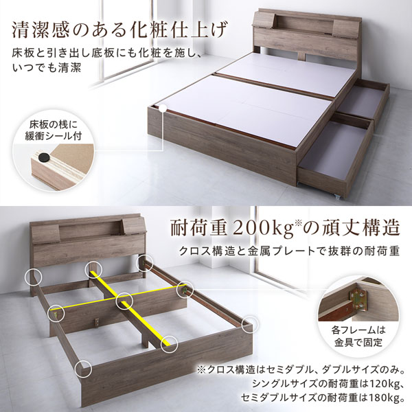 RASIK（ラシク） ベッド シングル ボンネルコイルマットレス付 収納