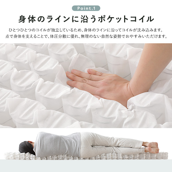 RASIK（ラシク） 日本製 ポケットコイル マットレス シングル 薄型 3