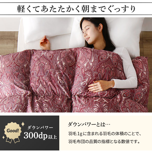 羽毛布団 掛け布団 ダブル ダウン70％ 300dp パワーアップ加工 日本製
