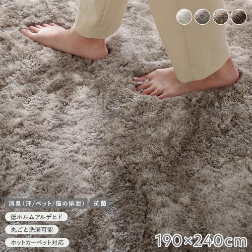 RASIK（ラシク） 高密度シャギーラグ 約190×240cm 抗菌 消臭 洗える