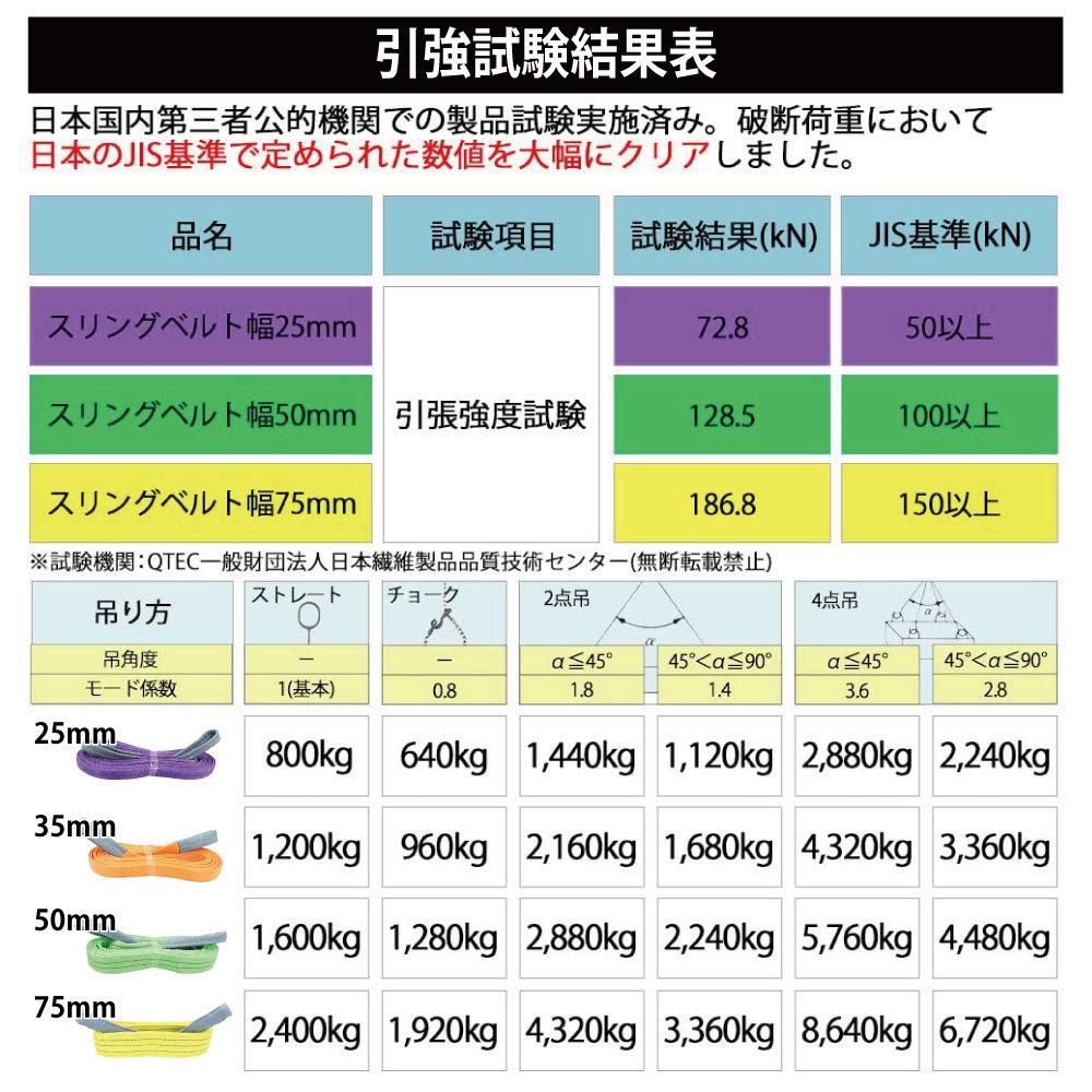 スリング スリングベルト ナイロンスリング 送料無料 幅 ベルトスリング 10本セット 業務用 1m 使用警告線付き 玉掛けスリング 吊り具 35mm