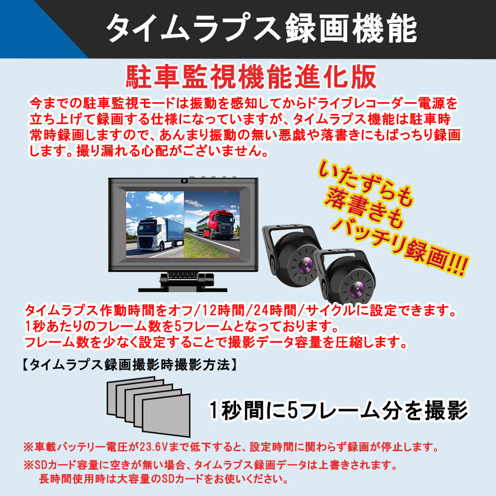 7インチ トラック用 ドライブレコーダー バックカメラ モニター 業務用 