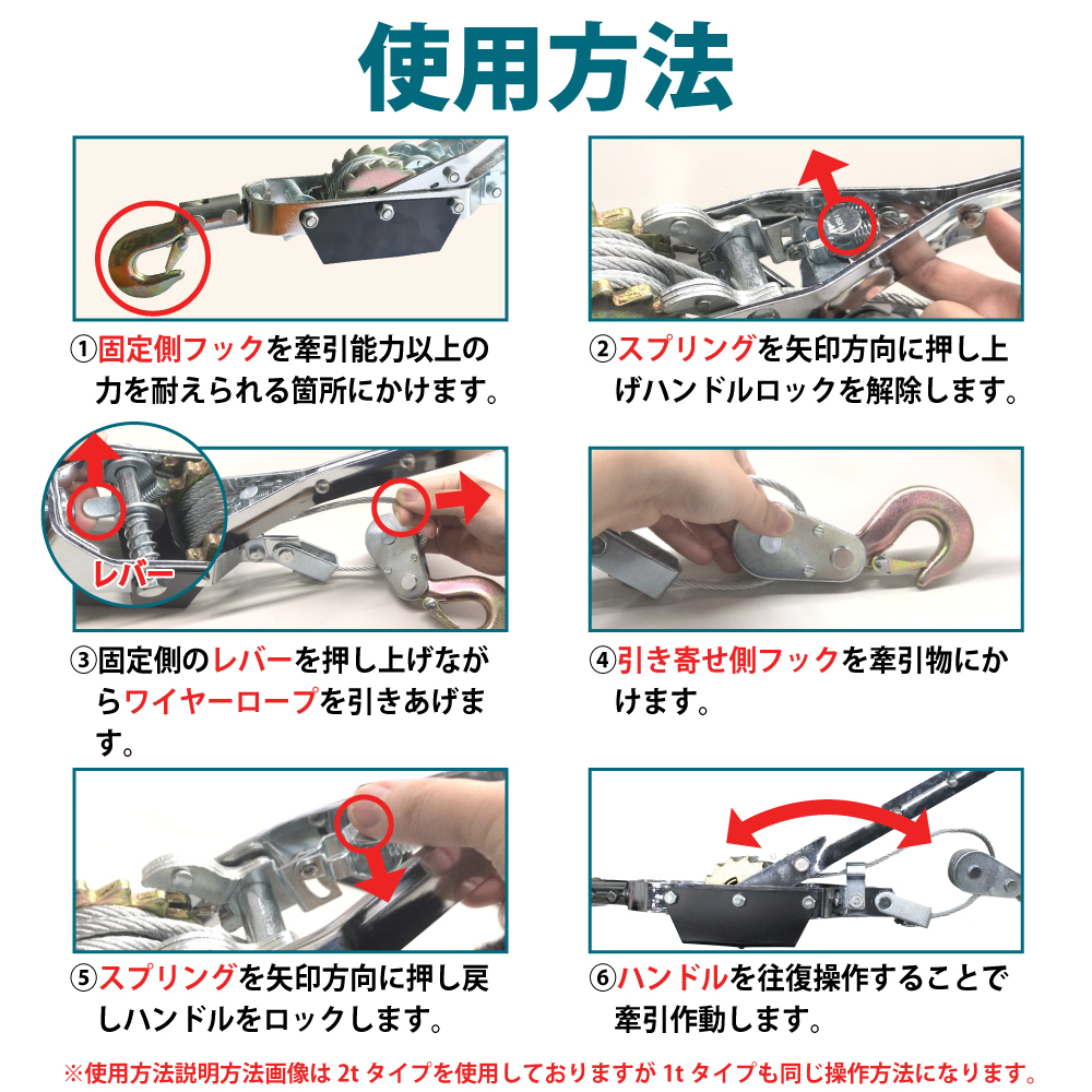 パワーウィンチ ウインチ 手動 ハンドウインチ (破断荷重 2t 2トン) (作動荷重 1.0t 1000kg) ワイヤー式 パワーハンドウインチ  ジェットスキー : diy-059 : ベストアンサーの宝ショップ - 通販 - Yahoo!ショッピング