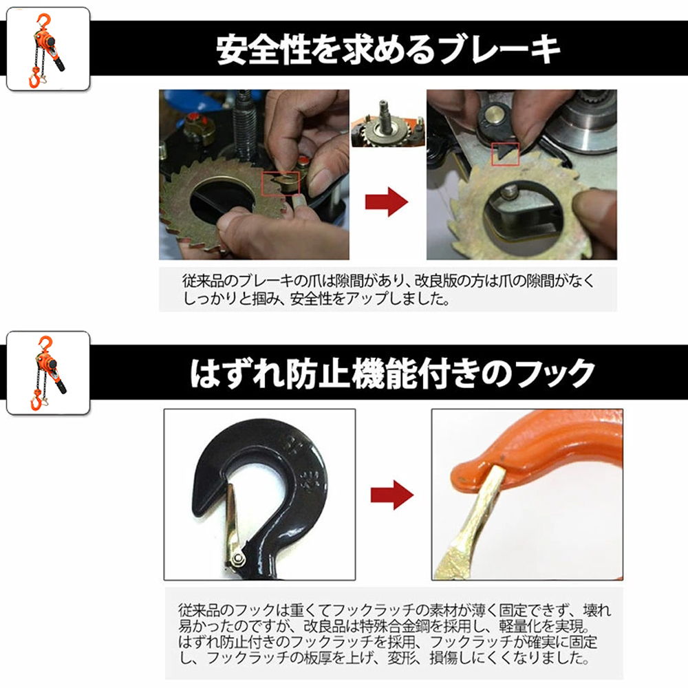 レバーホイスト 0.8t 800kg チェーン ブロック チェーンホイスト レバー式 ガチャガチャ がっちゃ 工具 吊上げ 吊り 送料無料  レバーブロック 1t 荷重