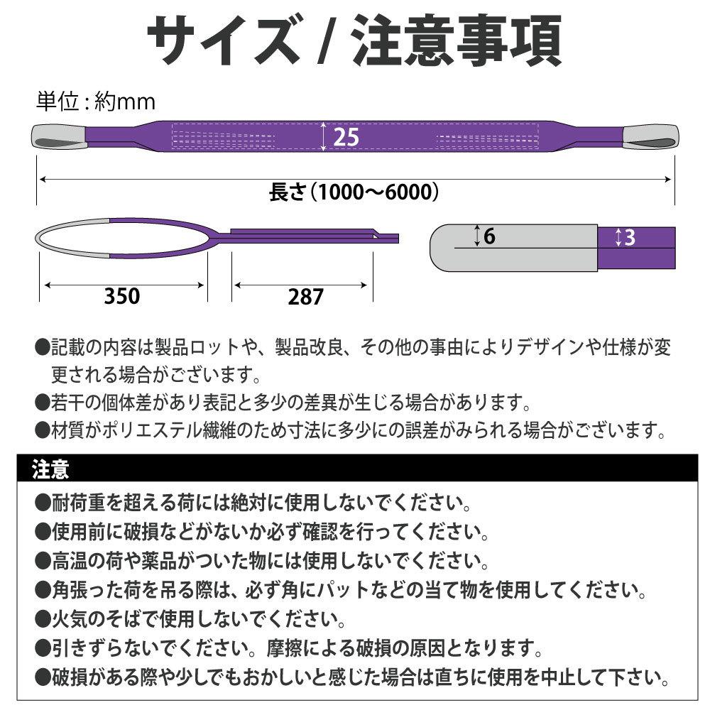 スリングベルト 幅 25mm 4m 2本セット スリング ナイロンスリング 