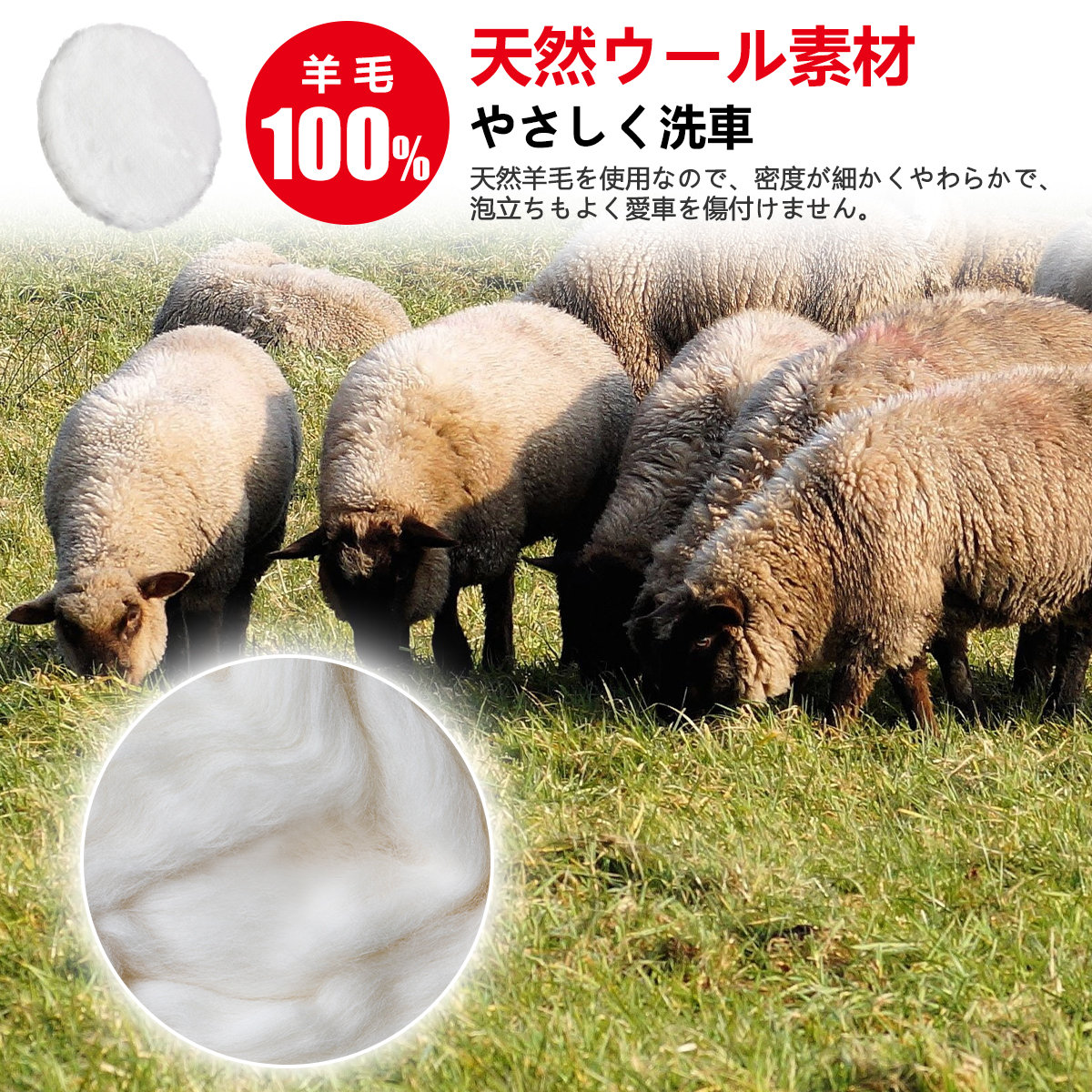羊毛バフ ウールバフ 3個セット 150mm ロングウールバフ 天然羊毛 柔らかい 洗車 車磨き 研磨 艶出し キズ消し 洗車用品 車用グッズ 送料無料 関連画像2