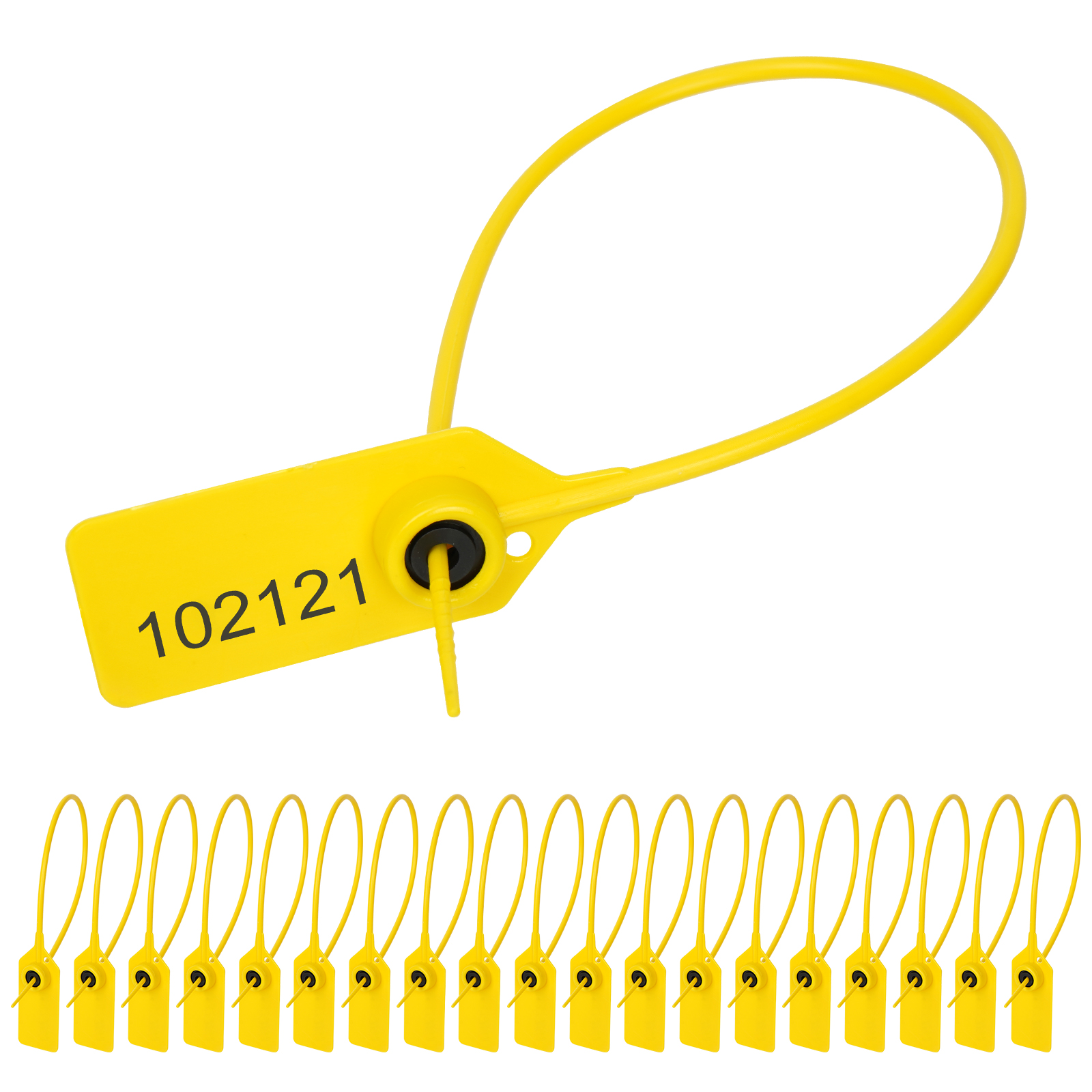 すり替え防止タグ 20本セット 番号付き 30cm イエロー 再使用不可 結束