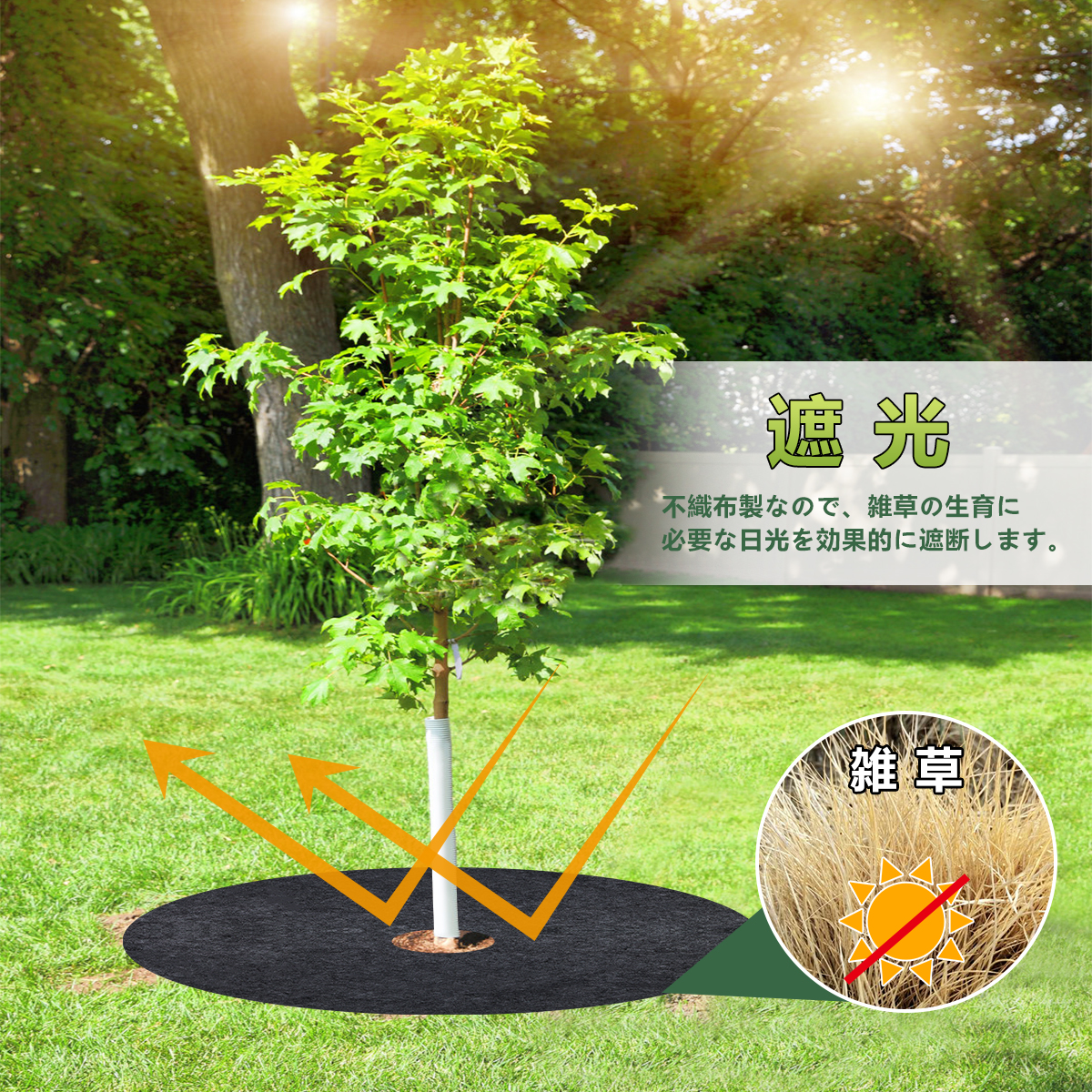 【新品未使用】防草シート　除草シート　業務用　農業用　不織布　ブラック　DIY等 防草シート 除草シート 不織布 直径60cm 直径32cm 直径25cm 直径
