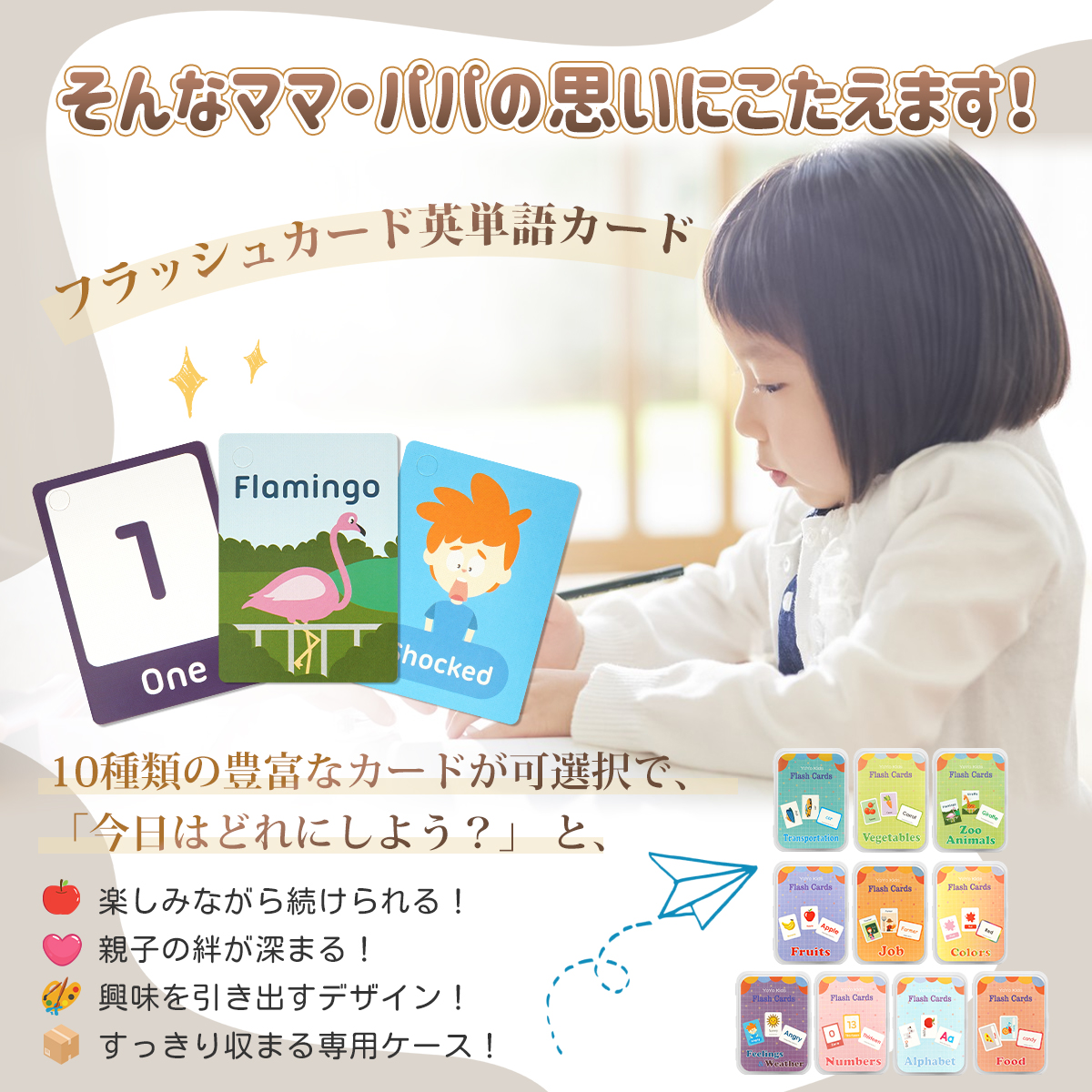 フラッシュカード 英語 10種 2個セット 英語カード モンテッソーリ