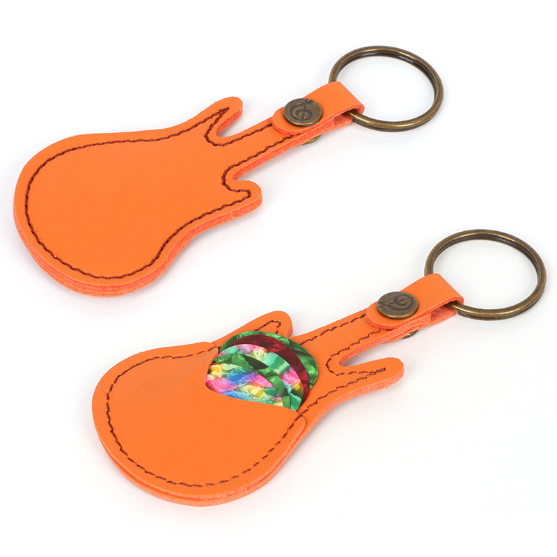 送料無料】ギターピックケース 牛革製 ピック5枚付き プレクトラム