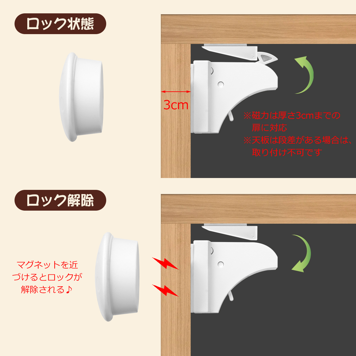 チャイルドロック マグネット式 引き出し 扉 ...の詳細画像4