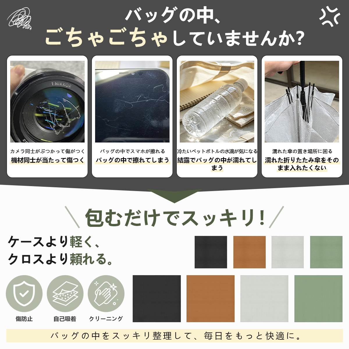 くっつきタオル 自己吸着クロス カメララップ ...の詳細画像1