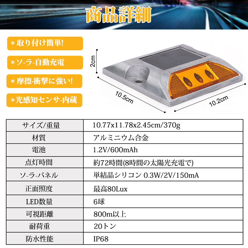 道路鋲 ソーラーライト LED 駐車場 埋め込み 道路 照明 道路鋲 ソーラーライト LED 駐車場 埋め込み 道路 照明