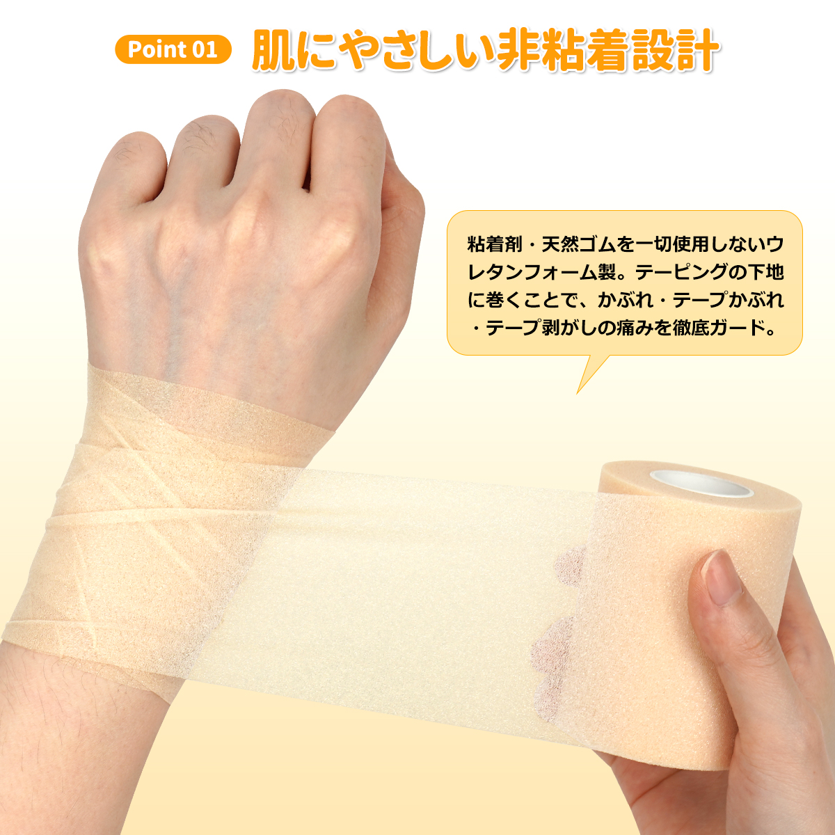 アンダーラップテープ 7cm×10m【 6巻入り】 非粘着 クッションラップ