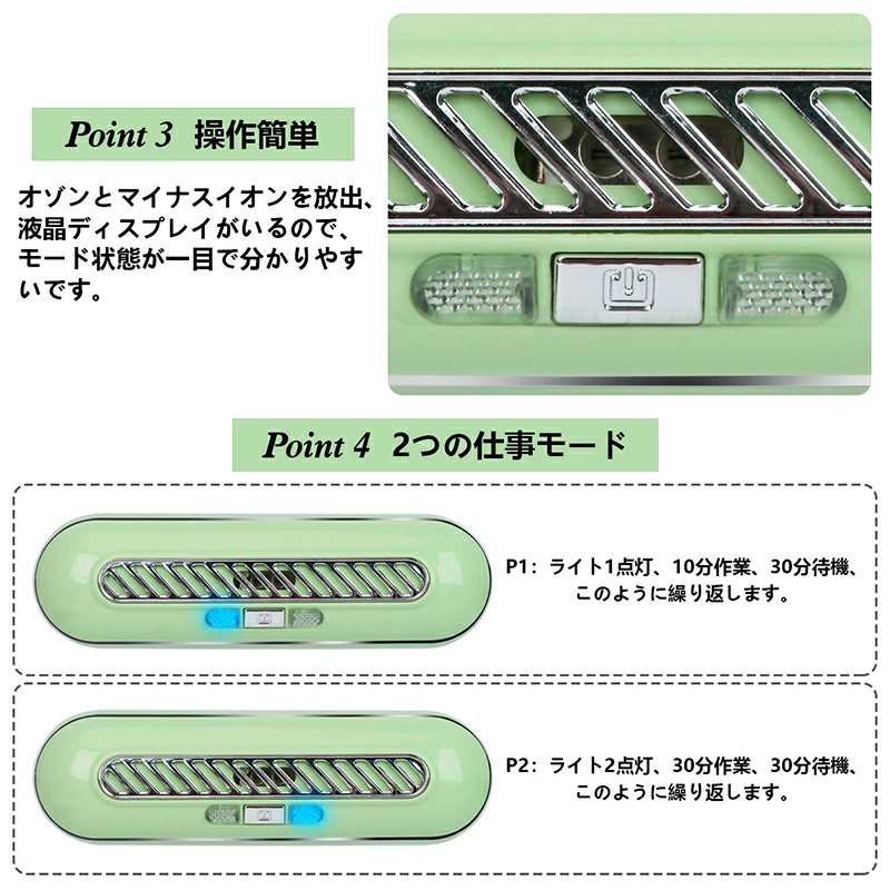 SENUN 空気清浄機 小型 消臭 除菌 日本語説明書 オゾン脱臭機 オゾン発生器 2つモード 1200mAh 静音 低騒音 冷蔵庫 家庭 車載 持続24時間 USB充電式 国内検品｜bestday｜06