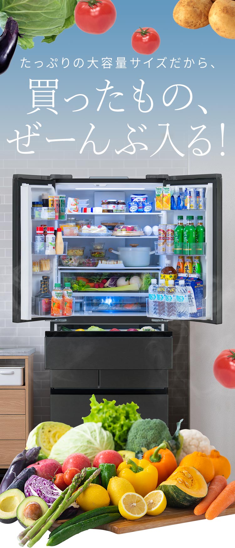 冷蔵庫 大型 500L 大容量 二人暮らし フレンチドア 冷凍庫 自動製氷 