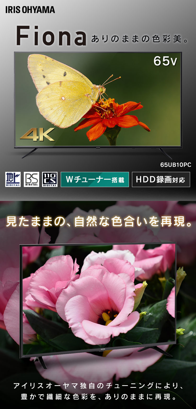 IRIS OHYAMA（アイリスオーヤマ） テレビ 65インチ 4K対応 液晶テレビ