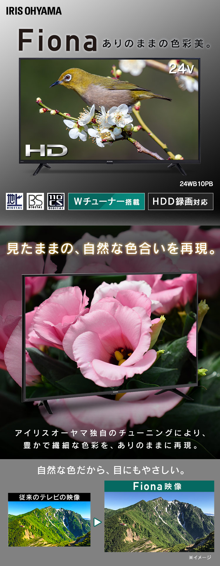 IRIS OHYAMA テレビ 24インチ 24型 24V型ハイビジョンテレビ