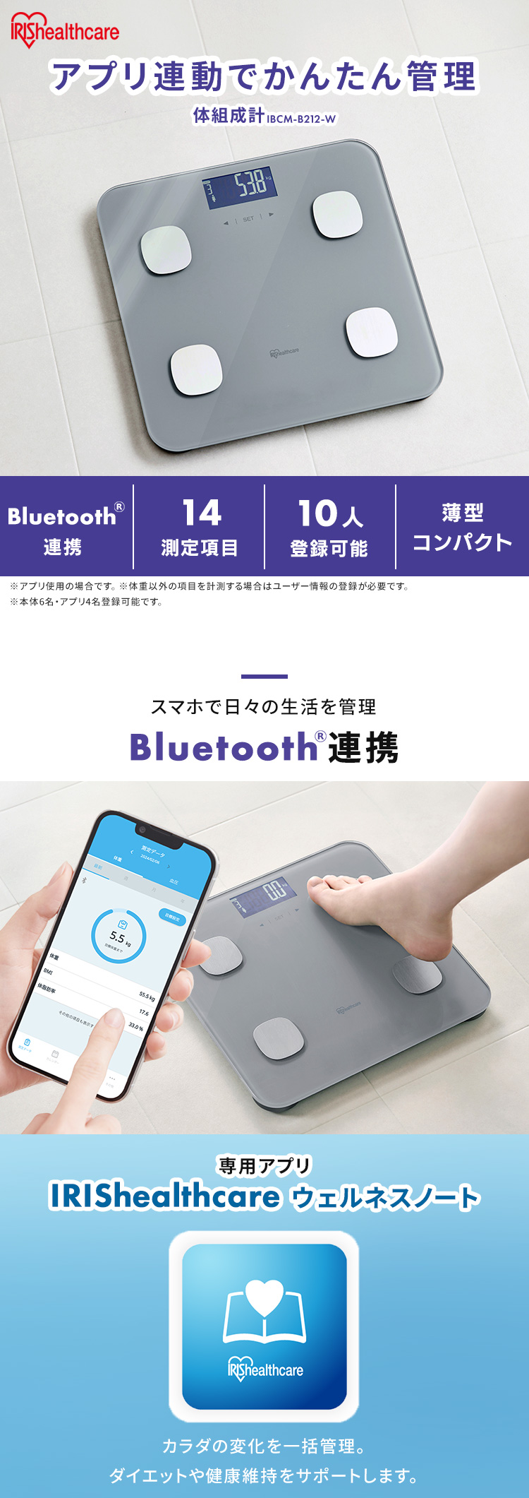 IRIS OHYAMA 体重計 体組成計 スマホ 連動 アイリスオーヤマ