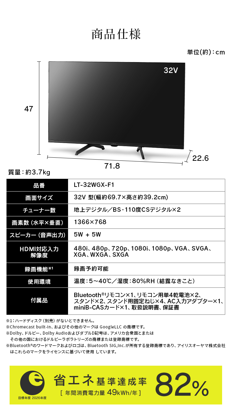 IRIS OHYAMA テレビ 液晶テレビ 32v 型 tv スマートテレビ