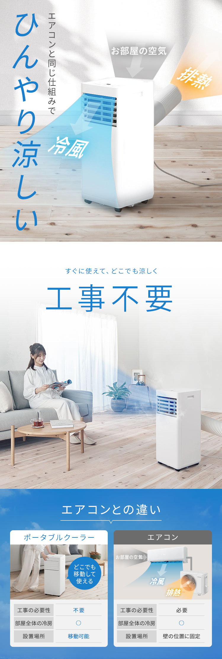 新品✨アイリスオオヤマ airwill ポータブルクーラー 工事不要品 IRIS OHYAMA（アイリスオーヤマ） スポットクーラー ポータブル