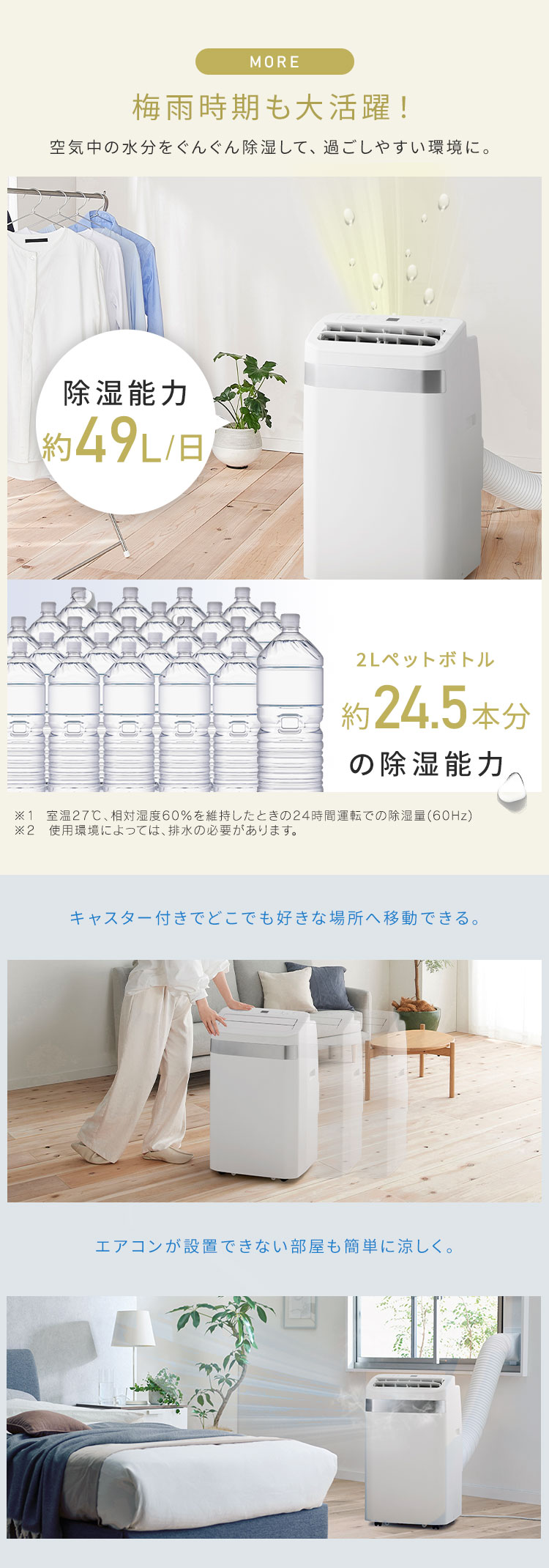 【年間使用可】アイリスオーヤマ ポータブルクーラー 除湿機能・送風機能付き IRIS OHYAMA（アイリスオーヤマ） スポットクーラー ポータブル