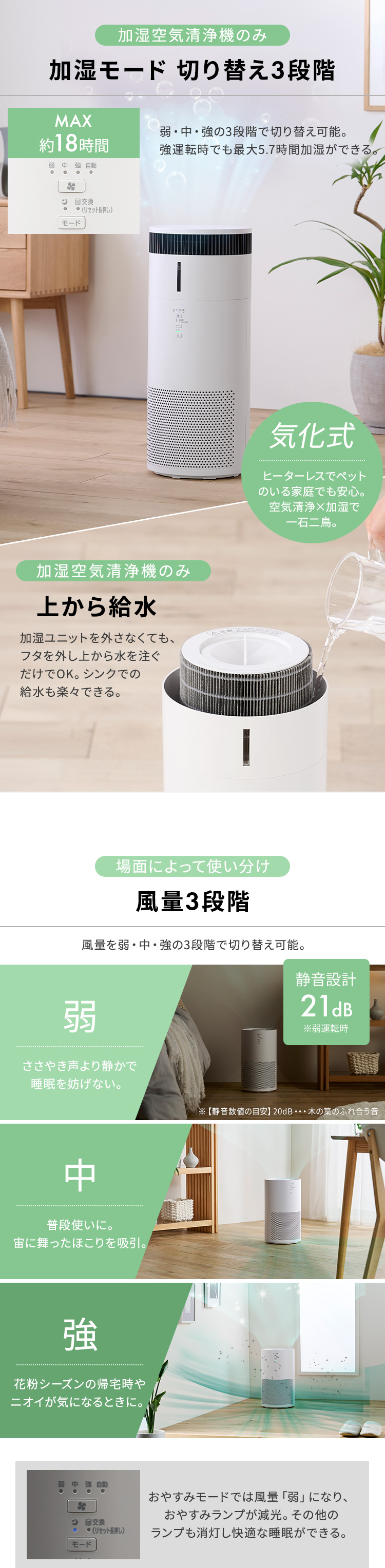 IRIS OHYAMA（アイリスオーヤマ） 空気清浄機 花粉対策 加湿器 気化式