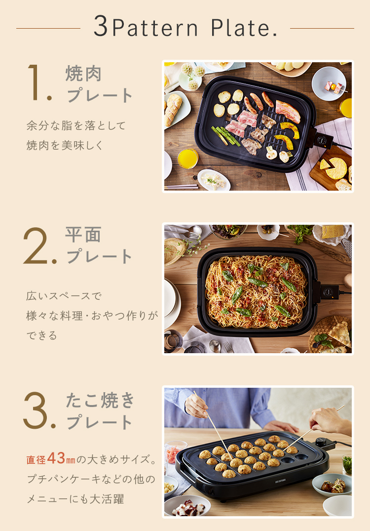 ホットプレート 大型 焼肉 たこ焼き器 煙が出にくい 油が落ちる 小型