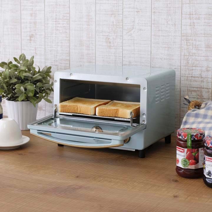 リコパりこぱキッチン家電おしゃれかわいいレトロコンパクトトースターricopaオーブントースターEOT-R1001-PA・EOT-R1001-AA・EOT-R1001-Cアッシュピンク・アッシュブルー・アイボリーアイリスオーヤマ 
