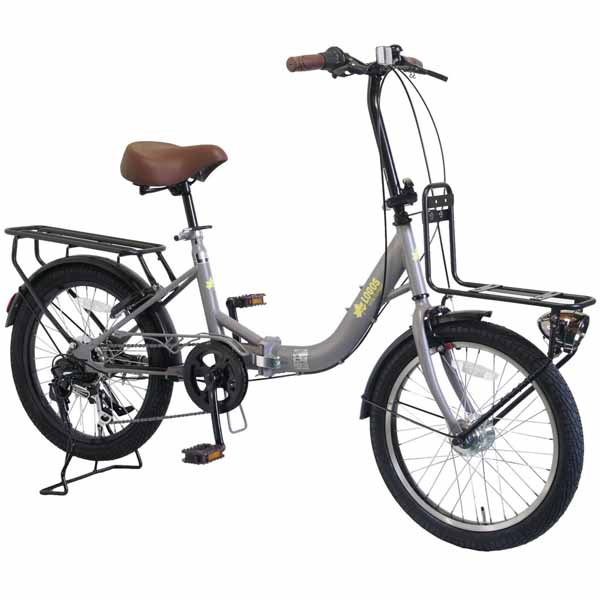 折りたたみ自転車 フォールディングバイク LOGOS（ロゴス）20型折り畳み自転車 前後キャリア付き 大型砲弾オートライト付き LG-20FD-GRY PELTECH (代引不可)(TD) | PELTECH | 01