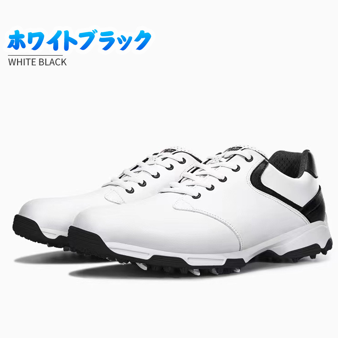 新品未使用　ホワイト ゴルフシューズ ダイヤル式 3,000円OFF】ゴルフシューズ PGM ダイヤル式 BOA スパイクレス