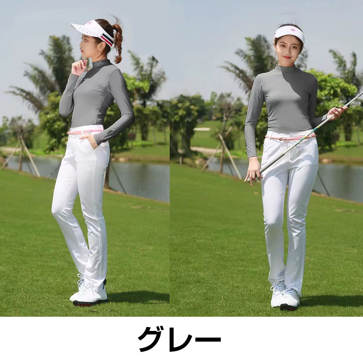 【最終値下】サウスケープ　レディースゴルフ長袖●袖メッシュ　インナー白 ゴルフ インナーシャツ UVカット レディース 長袖 日焼け止め ゴルフ