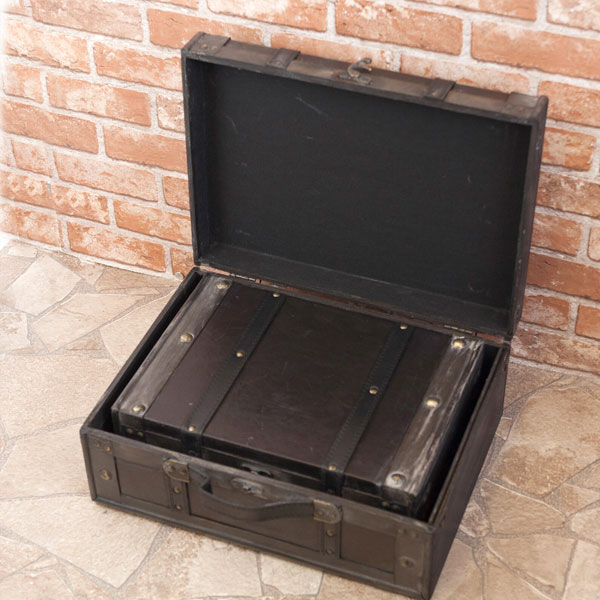 収納ケース 宝箱 トランク 木製 S/Lセット 収納トランク 収納ボックス